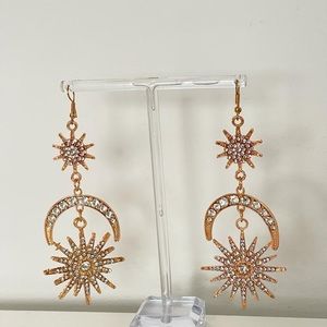 Sun Moon and Stars dangling earrings